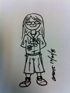 She grins except for when her mouth is open and she's talking. Even then, though, she's grinning.